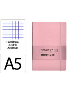 Cuaderno Con Gomilla Antartik Notes Tapa Blanda A5 Hojas Cuadricula Rosa Pastel 80 Hojas 80 Gr Fsc