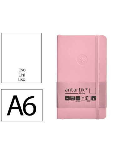 Cuaderno Con Gomilla Antartik Notes Tapa Blanda A6 Hojas Lisas Rosa Pastel 100 Hojas 80 Gr Fsc