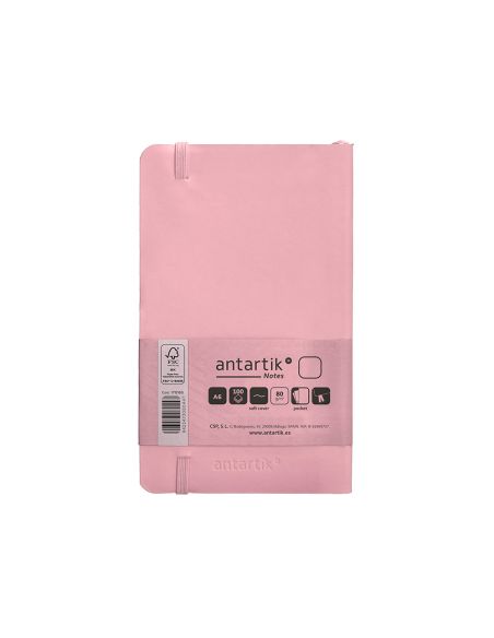 Cuaderno Con Gomilla Antartik Notes Tapa Blanda A6 Hojas Lisas Rosa Pastel 100 Hojas 80 Gr Fsc
