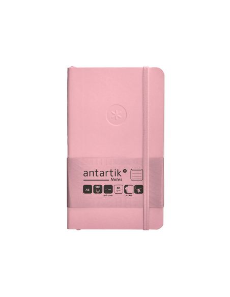 Cuaderno Con Gomilla Antartik Notes Tapa Blanda A6 Rayas Rosa Pastel 100 Hojas 80 Gr Fsc