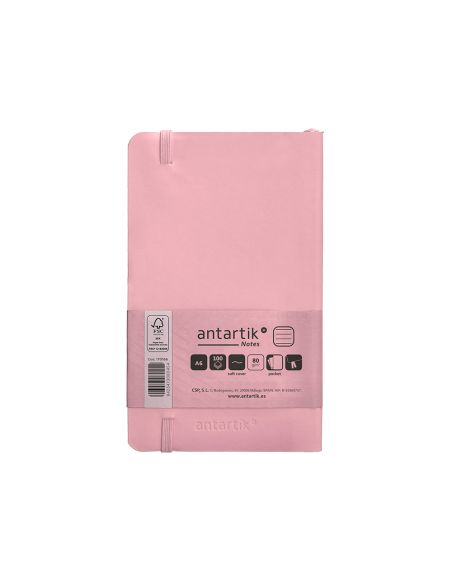 Cuaderno Con Gomilla Antartik Notes Tapa Blanda A6 Rayas Rosa Pastel 100 Hojas 80 Gr Fsc