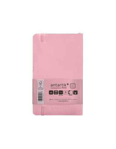 Cuaderno Con Gomilla Antartik Notes Tapa Blanda A6 Cuadricula Rosa Pastel 100 Hojas 80 Gr Fsc