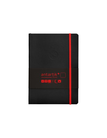 Cuaderno Con Gomilla Antartik Notes Tapa Blanda A5 Hojas Lisas Negro Y Rojo 80 Hojas 80 Gr Fsc