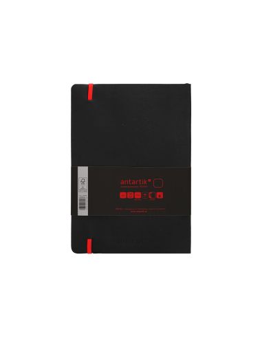 Cuaderno Con Gomilla Antartik Notes Tapa Blanda A5 Hojas Lisas Negro Y Rojo 80 Hojas 80 Gr Fsc