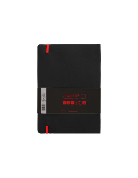 Cuaderno Con Gomilla Antartik Notes Tapa Blanda A5 Hojas Lisas Negro Y Rojo 80 Hojas 80 Gr Fsc