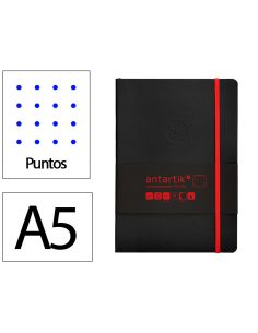 Cuaderno Con Gomilla Antartik Notes Tapa Blanda A5 Hojas Puntos Negro Y Rojo 80 Hojas 80 Gr Fsc