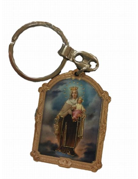 Llavero Madera Oro 7X9X0,5Cm Virgen Del Carmen