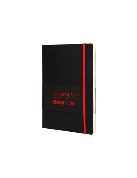 Cuaderno Con Gomilla Antartik Notes Tapa Blanda A5 Hojas Rayas Negro Y Rojo 80 Hojas 80 Gr Fsc