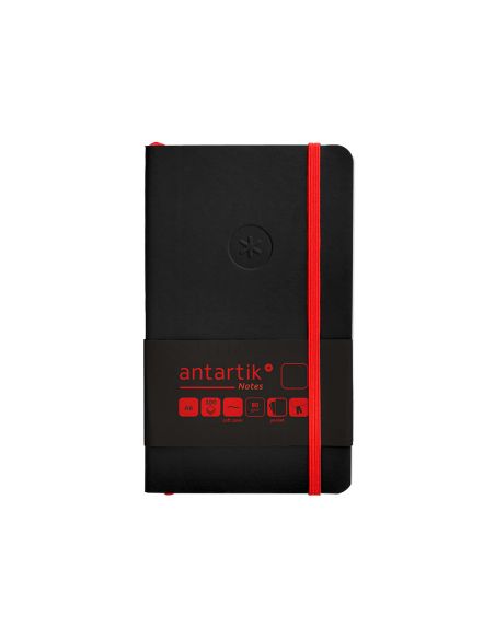 Cuaderno Con Gomilla Antartik Notes Tapa Blanda A6 Hojas Lisas Negro Y Rojo 100 Hojas 80 Gr Fsc