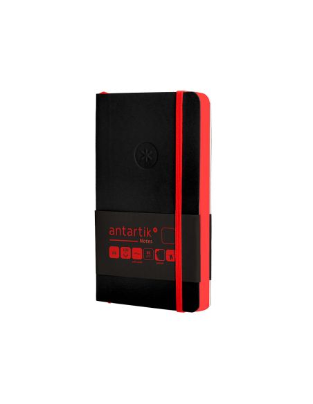 Cuaderno Con Gomilla Antartik Notes Tapa Blanda A6 Hojas Lisas Negro Y Rojo 100 Hojas 80 Gr Fsc