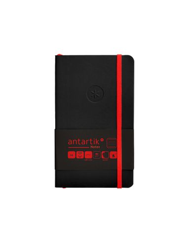 Cuaderno Con Gomilla Antartik Notes Tapa Blanda A6 Rayas Negro Y Rojo 100 Hojas 80 Gr Fsc