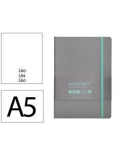 Cuaderno Con Gomilla Antartik Notes Tapa Blanda A5 Hojas Lisas Gris Y Turquesa 80 Hojas 80 Gr Fsc