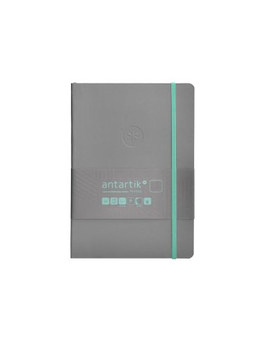 Cuaderno Con Gomilla Antartik Notes Tapa Blanda A5 Hojas Lisas Gris Y Turquesa 80 Hojas 80 Gr Fsc