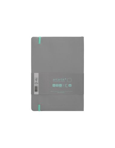 Cuaderno Con Gomilla Antartik Notes Tapa Blanda A5 Hojas Lisas Gris Y Turquesa 80 Hojas 80 Gr Fsc