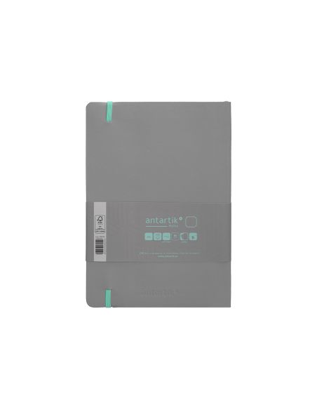 Cuaderno Con Gomilla Antartik Notes Tapa Blanda A5 Hojas Lisas Gris Y Turquesa 80 Hojas 80 Gr Fsc