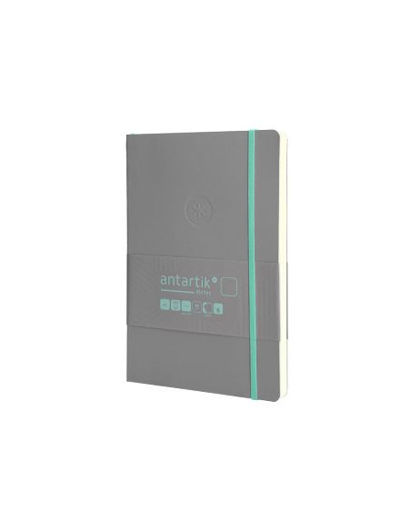 Cuaderno Con Gomilla Antartik Notes Tapa Blanda A5 Hojas Lisas Gris Y Turquesa 80 Hojas 80 Gr Fsc