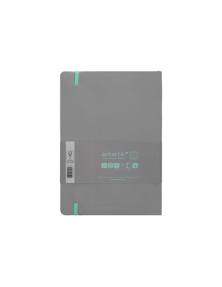 Cuaderno Con Gomilla Antartik Notes Tapa Blanda A5 Hojas Rayas Gris Y Turquesa 80 Hojas 80 Gr Fsc
