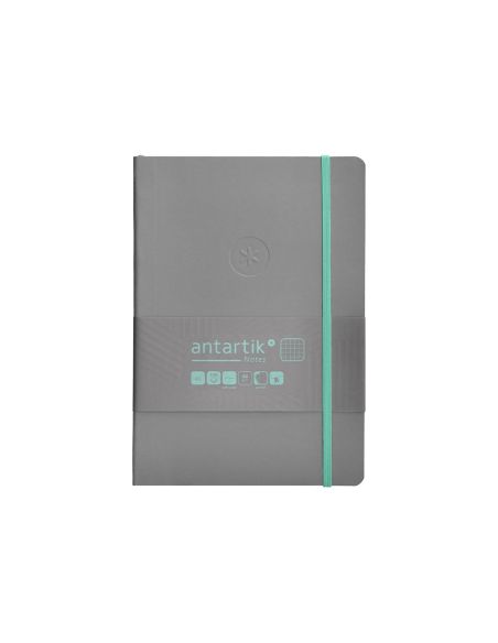 Cuaderno Con Gomilla Antartik Notes Tapa Blanda A5 Hojas Cuadricula Gris Y Turquesa 80 Hojas 80 Gr Fsc