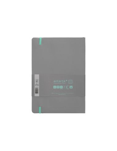 Cuaderno Con Gomilla Antartik Notes Tapa Blanda A5 Hojas Cuadricula Gris Y Turquesa 80 Hojas 80 Gr Fsc