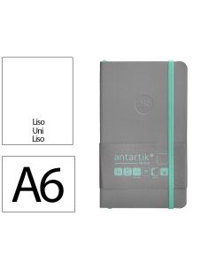Cuaderno Con Gomilla Antartik Notes Tapa Blanda A6 Hojas Lisas Gris Y Turquesa 100 Hojas 80 Gr Fsc