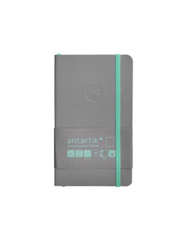 Cuaderno Con Gomilla Antartik Notes Tapa Blanda A6 Hojas Lisas Gris Y Turquesa 100 Hojas 80 Gr Fsc