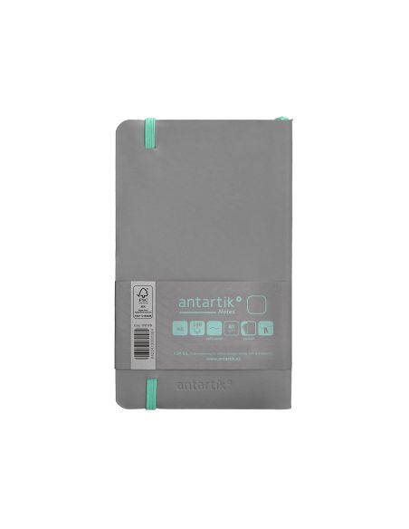 Cuaderno Con Gomilla Antartik Notes Tapa Blanda A6 Hojas Lisas Gris Y Turquesa 100 Hojas 80 Gr Fsc