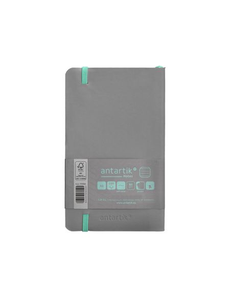 Cuaderno Con Gomilla Antartik Notes Tapa Blanda A6 Rayas Gris Y Turquesa 100 Hojas 80 Gr Fsc