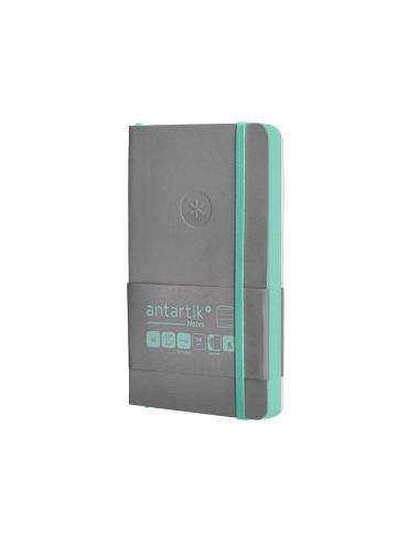 Cuaderno Con Gomilla Antartik Notes Tapa Blanda A6 Rayas Gris Y Turquesa 100 Hojas 80 Gr Fsc
