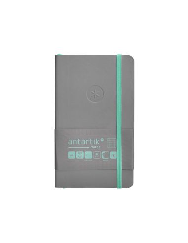Cuaderno Con Gomilla Antartik Notes Tapa Blanda A6 Cuadricula Gris Y Turquesa 100 Hojas 80 Gr Fsc