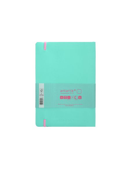 Cuaderno Con Gomilla Antartik Notes Tapa Blanda A5 Hojas Puntos Rosa Y Turquesa 80 Hojas 80 Gr Fsc