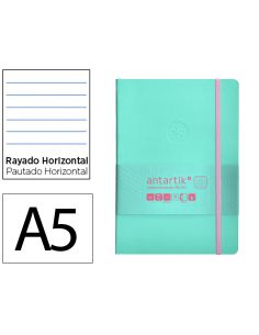 Cuaderno Con Gomilla Antartik Notes Tapa Blanda A5 Hojas Rayas Rosa Y Turquesa 80 Hojas 80 Gr Fsc