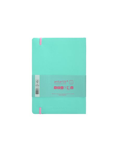 Cuaderno Con Gomilla Antartik Notes Tapa Blanda A5 Hojas Rayas Rosa Y Turquesa 80 Hojas 80 Gr Fsc