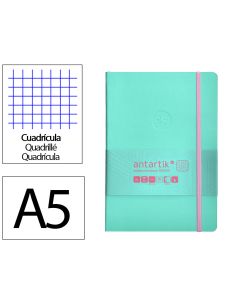 Cuaderno Con Gomilla Antartik Notes Tapa Blanda A5 Hojas Cuadricula Rosa Y Turquesa 80 Hojas 80 Gr Fsc
