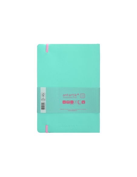 Cuaderno Con Gomilla Antartik Notes Tapa Blanda A5 Hojas Cuadricula Rosa Y Turquesa 80 Hojas 80 Gr Fsc