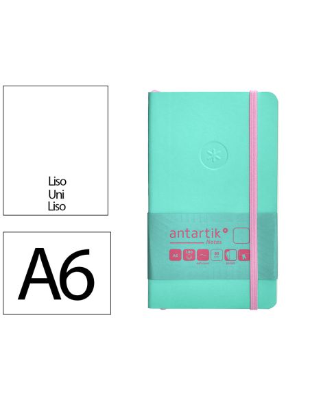 Cuaderno Con Gomilla Antartik Notes Tapa Blanda A6 Hojas Lisas Rosa Y Turquesa 100 Hojas 80 Gr Fsc