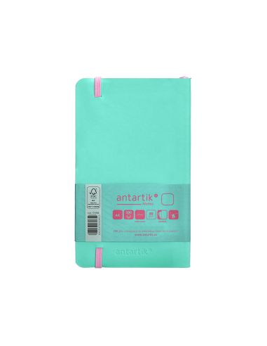 Cuaderno Con Gomilla Antartik Notes Tapa Blanda A6 Hojas Lisas Rosa Y Turquesa 100 Hojas 80 Gr Fsc