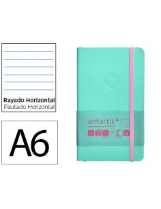 Cuaderno Con Gomilla Antartik Notes Tapa Blanda A6 Rayas Rosa Y Turquesa 100 Hojas 80 Gr Fsc