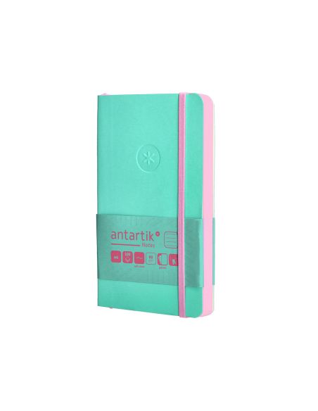 Cuaderno Con Gomilla Antartik Notes Tapa Blanda A6 Rayas Rosa Y Turquesa 100 Hojas 80 Gr Fsc