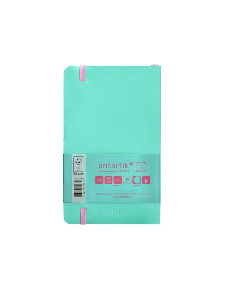 Cuaderno Con Gomilla Antartik Notes Tapa Blanda A6 Cuadricula Rosa Y Turquesa 100 Hojas 80 Gr Fsc