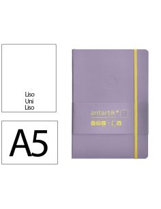 Cuaderno Con Gomilla Antartik Notes Tapa Blanda A5 Hojas Lisas Morado Y Amarillo 80 Hojas 80 Gr Fsc