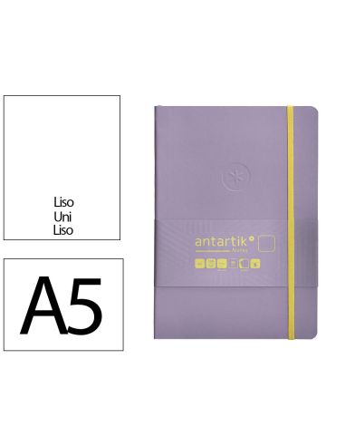 Cuaderno Con Gomilla Antartik Notes Tapa Blanda A5 Hojas Lisas Morado Y Amarillo 80 Hojas 80 Gr Fsc