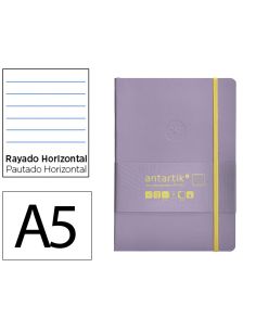 Cuaderno Con Gomilla Antartik Notes Tapa Blanda A5 Hojas Rayas Morado Y Amarillo 80 Hojas 80 Gr Fsc