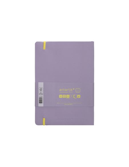 Cuaderno Con Gomilla Antartik Notes Tapa Blanda A5 Hojas Rayas Morado Y Amarillo 80 Hojas 80 Gr Fsc