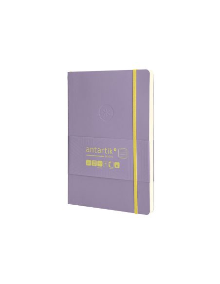 Cuaderno Con Gomilla Antartik Notes Tapa Blanda A5 Hojas Rayas Morado Y Amarillo 80 Hojas 80 Gr Fsc