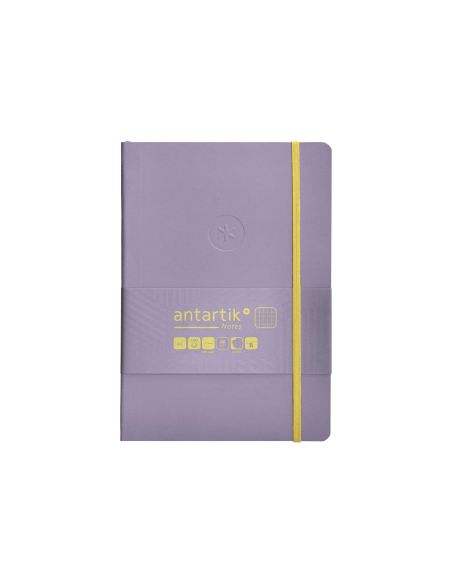 Cuaderno Con Gomilla Antartik Notes Tapa Blanda A5 Hojas Cuadricula Morado Y Amarillo 80 Hojas 80 Gr Fsc