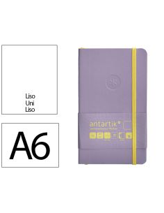 Cuaderno Con Gomilla Antartik Notes Tapa Blanda A6 Hojas Lisas Morado Y Amarillo 100 Hojas 80 Gr Fsc