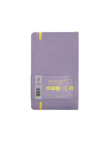 Cuaderno Con Gomilla Antartik Notes Tapa Blanda A6 Hojas Lisas Morado Y Amarillo 100 Hojas 80 Gr Fsc
