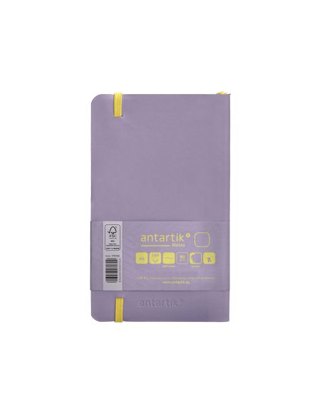 Cuaderno Con Gomilla Antartik Notes Tapa Blanda A6 Hojas Lisas Morado Y Amarillo 100 Hojas 80 Gr Fsc