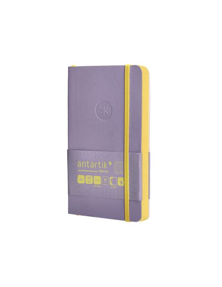 Cuaderno Con Gomilla Antartik Notes Tapa Blanda A6 Cuadricula Morado Y Amarillo 100 Hojas 80 Gr Fsc