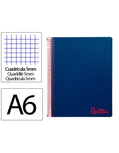 Cuaderno Espiral Liderpapel A6 Micro Wonder Tapa Plastico 120H 90 Gr Cuadro 5Mm 4 Bandas Color Azul Marino
